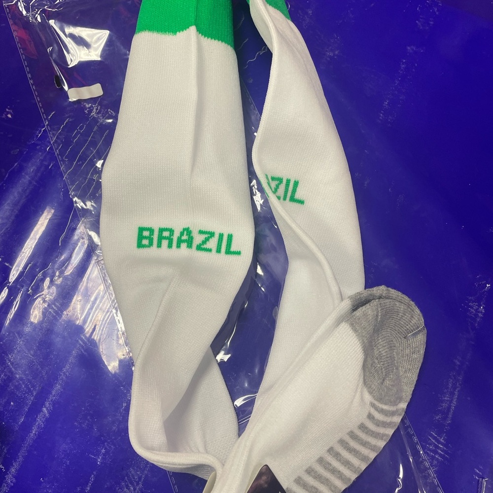 Brazil team socks adult one size white